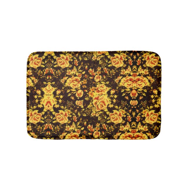 Tapete De Banheiro Abstrato Floral com flores douradas (frente)