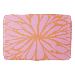 Tapete De Banheiro Abstrato floral padrão pastel cor de laranja e ros