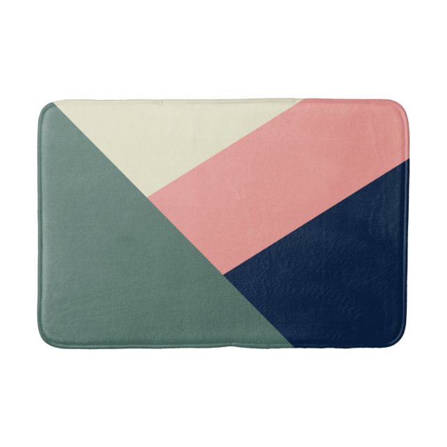 Tapete De Banheiro abstrato geométrica mínima rosa e verde (Frente)