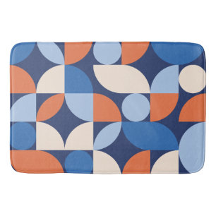 Tapete De Banheiro Abstrato Geométrico Padrão Laranja Azul