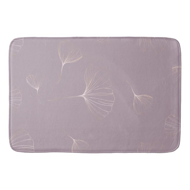 Tapete De Banheiro Abstrato Ginkgo Biloba Rosa Botânica Dourado (Frente)