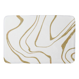Tapete De Banheiro Abstrato líquido moderno espiral branco Dourado