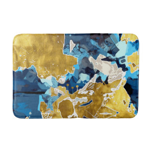 Tapete De Banheiro Abstrato, moderno, colagem, ouro, marinho azul