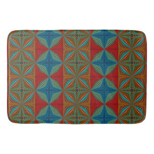 Tapete De Banheiro Abstrato Moderno Sudoeste Aztec Vermelho Teal Marr