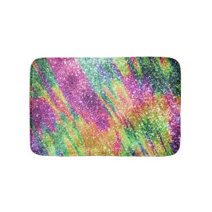 Tapete De Banheiro Abstrato Neon Rainbow Sparkly Glitter