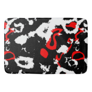 Tapete De Banheiro Abstrato preto branco e vermelho