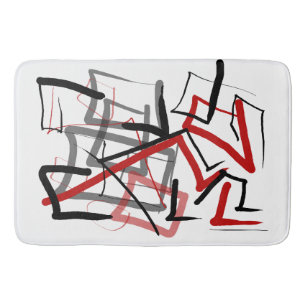 Tapete De Banheiro Abstrato preto e vermelho listrado