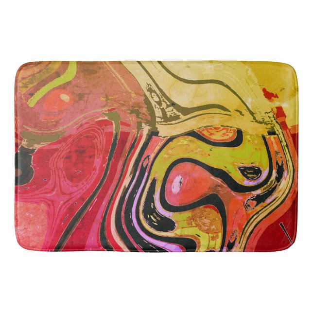 Tapete De Banheiro Abstrato Red Art Rug (Frente)