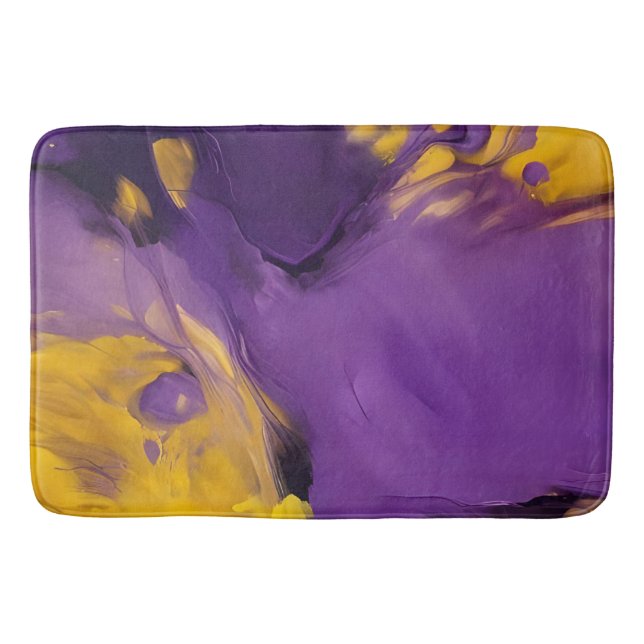 Tapete De Banheiro Abstrato Roxo e Dourado (Frente)