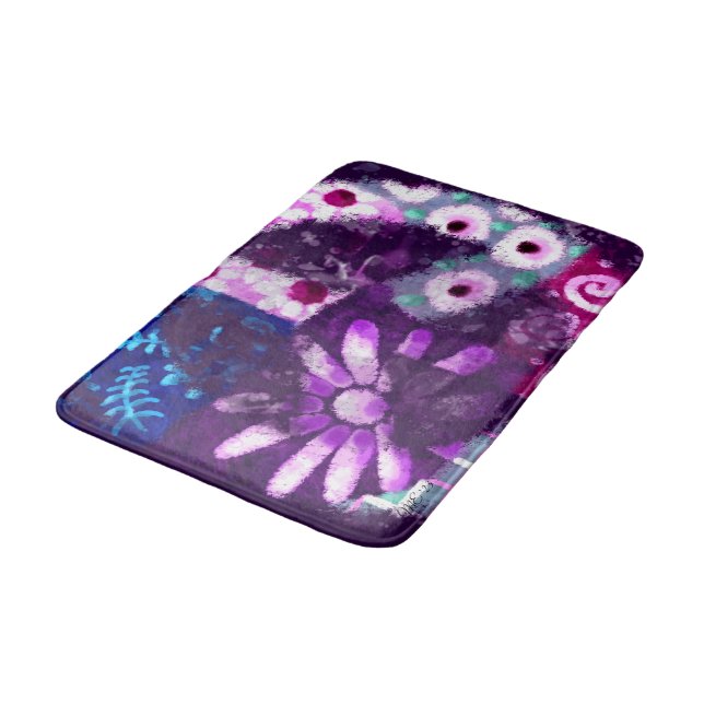 Tapete De Banheiro Abstrato - Sinal de Paz Hippie Art Purple Azul (Angulado)