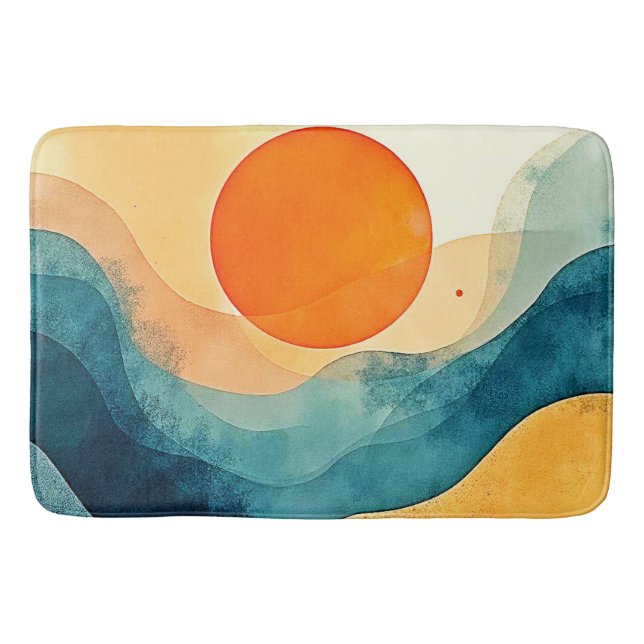 Tapete De Banheiro Abstrato Sunset Waves Art (Frente)
