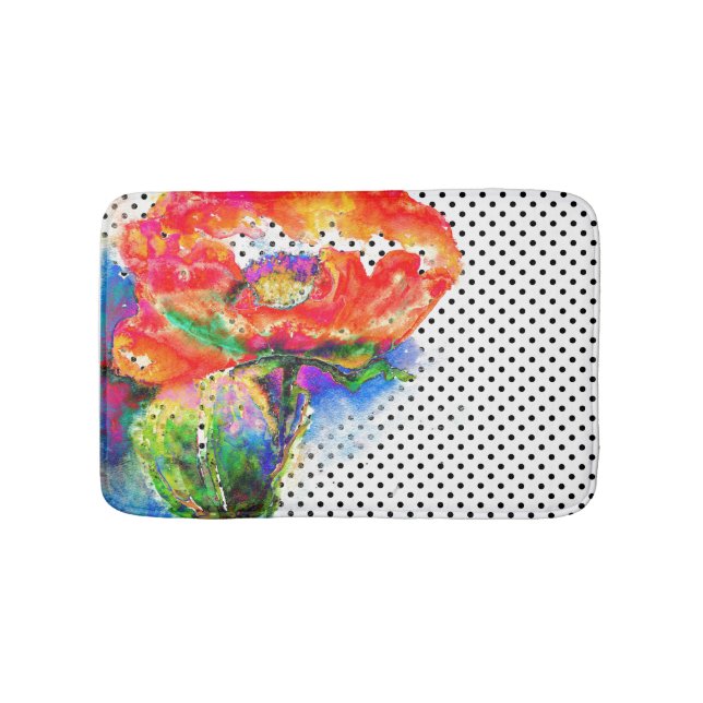 Tapete De Banheiro Abstrato vermelho Elegante bolinhas de aquarela fl (frente)