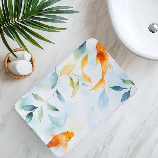 Tapete De Banheiro Abstrato Watercolor Koi Fish Serenity (Criador carregado)