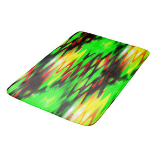 Tapete De Banheiro Abstrato ziguezague manchada vermelha e verde 