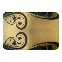 Tapete De Banheiro Abstratos com ênfase Dourada em preto-e-branco