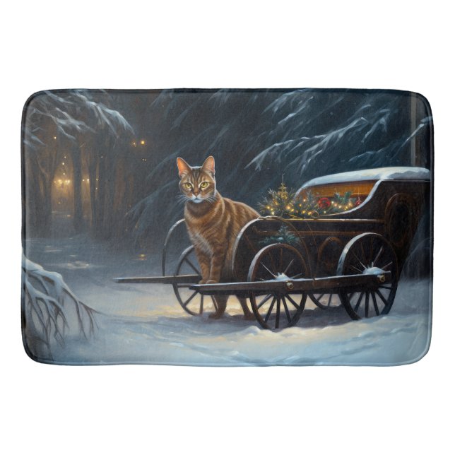 Tapete De Banheiro Abyssinian Snowy Sleigh Passeia Decência de Natal (Frente)