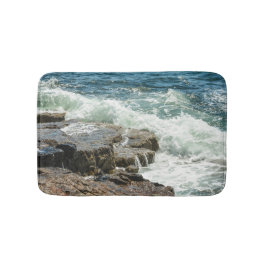 Tapete De Banheiro Acadia Maine Coastline Ocean Waves Blue