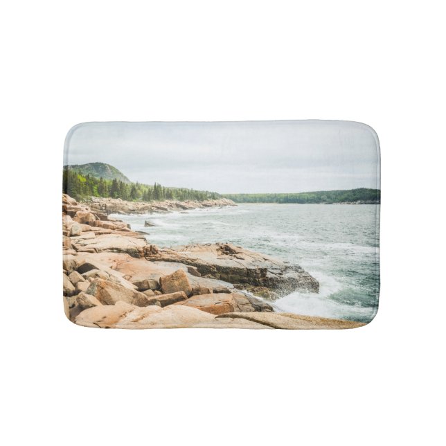 Tapete De Banheiro Acadia Maine Rocky Coastline Ocean Waves (frente)