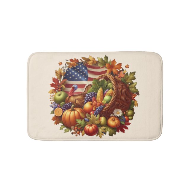 Tapete De Banheiro Ação de Graças/Americano/Turquia/Queda (frente)