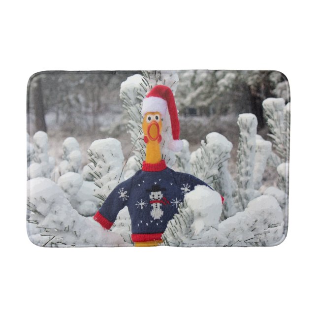 Tapete De Banheiro Adorável Bath Mat de Natal de Frango! (Frente)