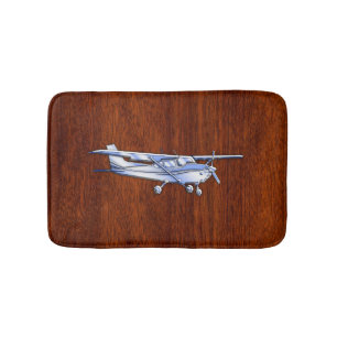 Tapete De Banheiro Aeronave Clássica Chrome Cessna Voando Mahogany