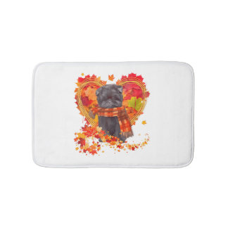 Tapete De Banheiro Affenpinscher Com Coração Feita De Folhas De Outon