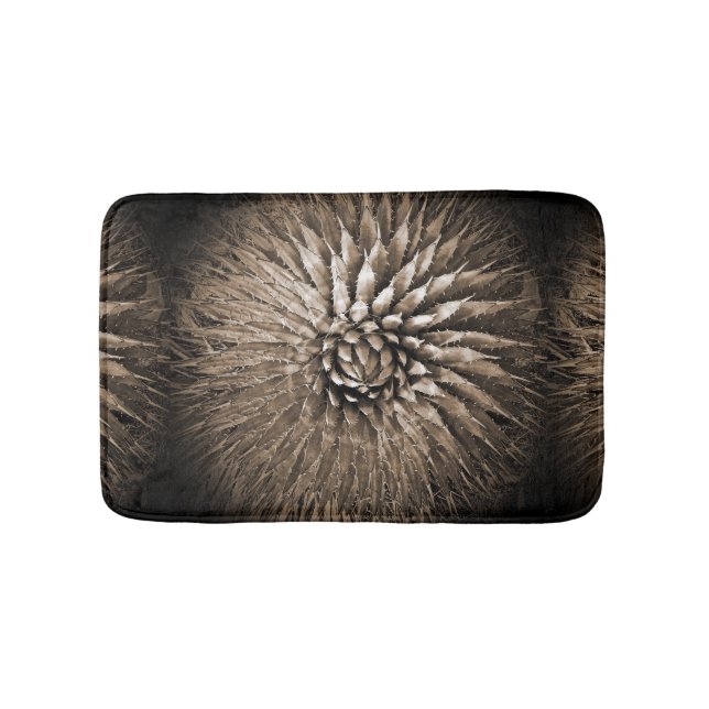 Tapete De Banheiro Agave Abstract Brown Tan Sepia Plush Bath Mat (frente)