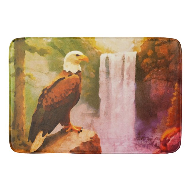 Tapete De Banheiro Aged oil pastel of Bald Eagle (Frente)