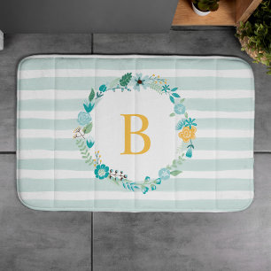 Tapete De Banheiro Água e Verruga Floral Amarelo Monograma