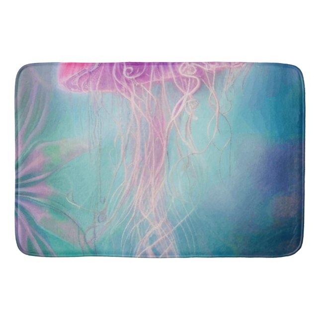 Tapete De Banheiro Água-Viva Rosa-Abstrato Fantasia No Oceano (Frente)