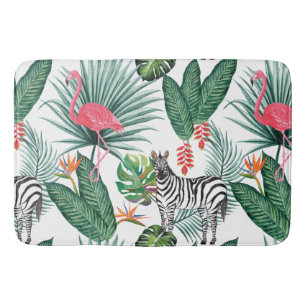 Tapete De Banheiro Aguarela tropical da folha da zebra moderna do