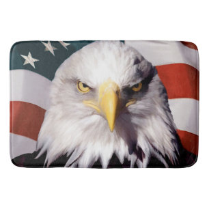 Tapete De Banheiro Águia americana americana com bandeira