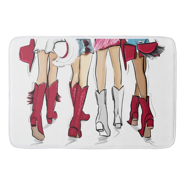 Tapete De Banheiro Alabama Damas Fashion Cowboy Boot Red White (Frente)