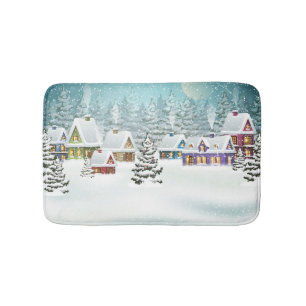 Tapete De Banheiro Aldeia de inverno: cena de neve