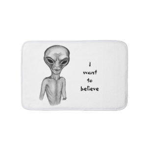 Tapete De Banheiro Alienígena Cinzento, Eu quero acreditar