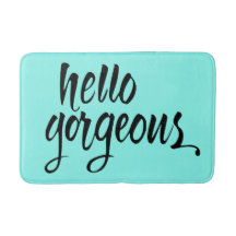 "Alô Gorgeous" Linguagem de Pincel Bath Mat : Únic