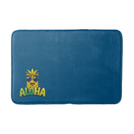 Tapete De Banheiro Aloha Pineapple Collection Teal Bath Mat