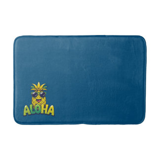 Tapete De Banheiro Aloha Pineapple Collection Teal Bath Mat