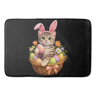 Tapete De Banheiro Amantes de Gatinhos Fofos Feliz Páscoa Gato