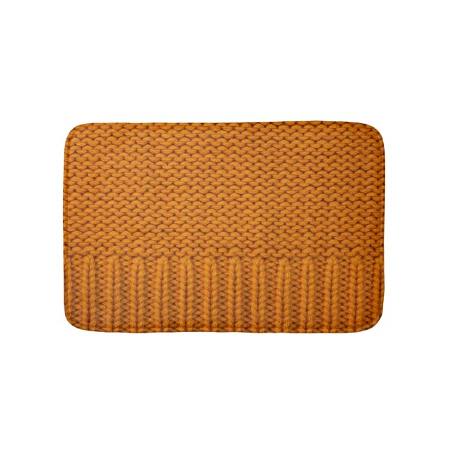 Tapete De Banheiro Amarelo brilhante: textura tricotada à mão. (frente)