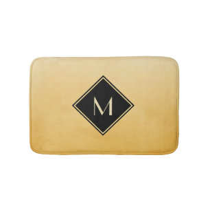 Tapete De Banheiro Amarelo Bruto Elegante Com Monograma Dourado Simpl