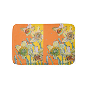 Tapete De Banheiro Amarelo Daffodil daffodils flor laranja floral