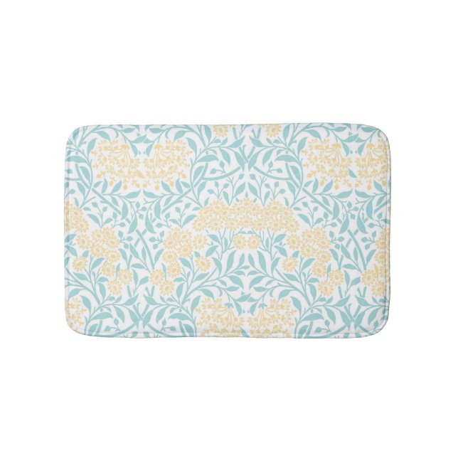 Tapete De Banheiro Amarelo e Aqua Floral Damask (frente)