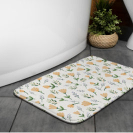 Tapete De Banheiro Amarelo Floral Escandinavo