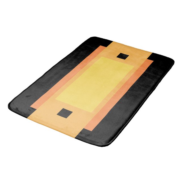 Tapete De Banheiro Amarelo - Mínimo Laranja Preto (Angulado)