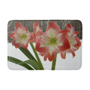 Tapete De Banheiro Amaryllis no Feriado Vermelho de Neve Floral de in