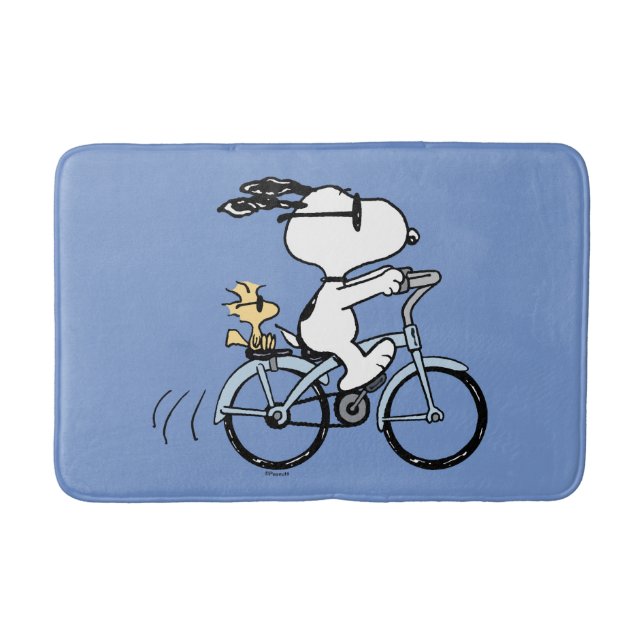 Tapete De Banheiro Amendoins | Bicicleta Snoopy & Woodstock (Frente)