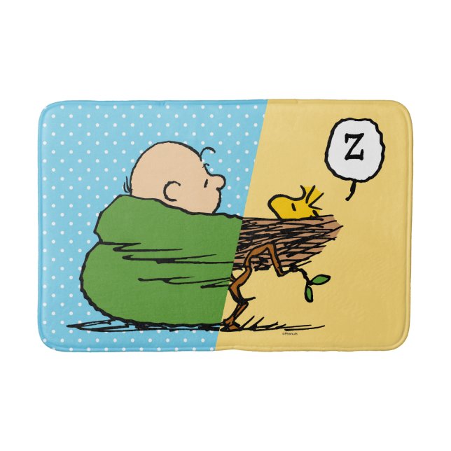Tapete De Banheiro Amendoins | Charlie Brown & Woodstock Half & Half (Frente)