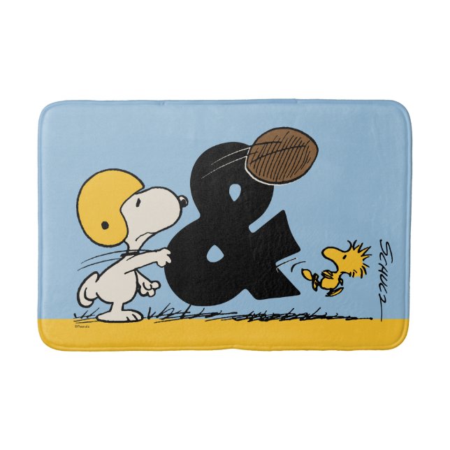 Tapete De Banheiro Amendoins | Futebol Snoopy & Woodstock (Frente)