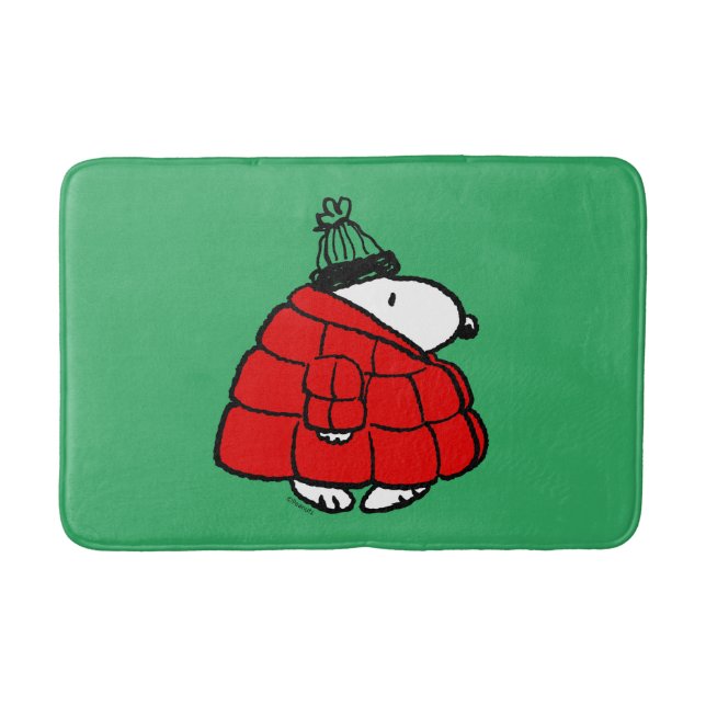 Tapete De Banheiro Amendoins | Jaqueta Snoopy Red Puffer (Frente)